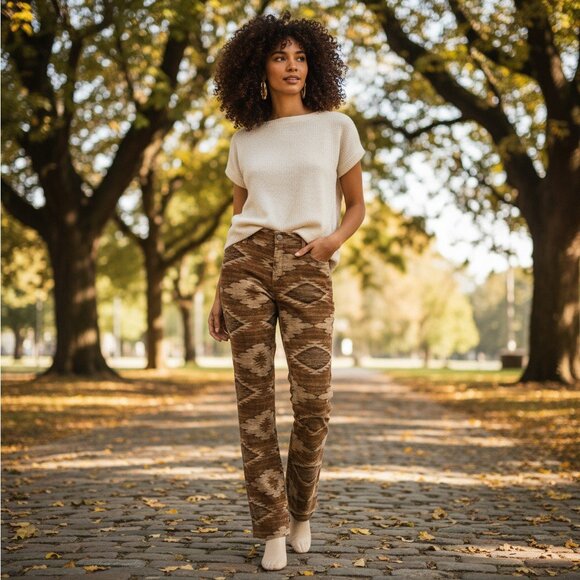 LRL RALPH LAUREN Modern Straight Jeans Plus 16 Aztec Western Ranchwear Cowgirl - Picture 1 of 13